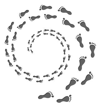 Illustrated of footprints forming a spiral