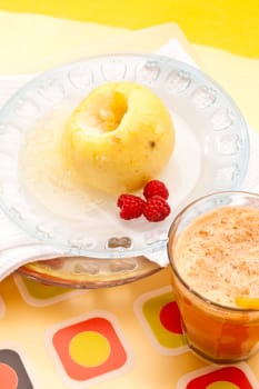 food series: baked apple with fresh  juice