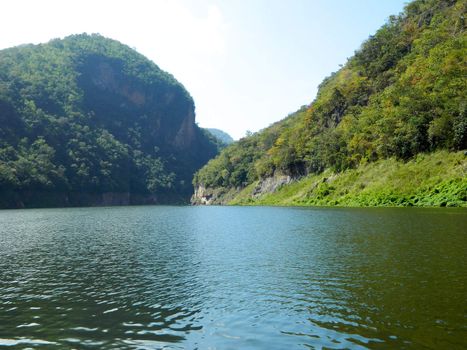 Beautiful view of mountain river in lampoon thailand