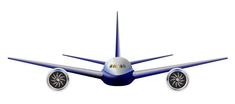 illustration of a commercial jet plane airliner on isolated background