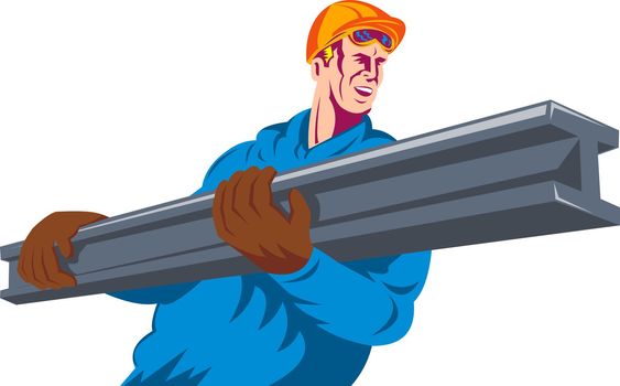 illustration of a construction worker at work done in retro style