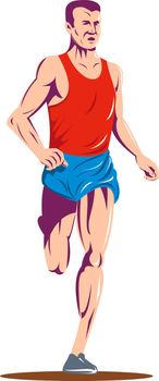 illustration of a marathon runner running race on isolated background