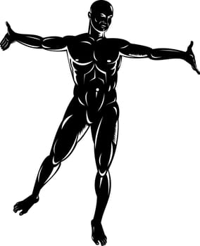 illustration on the human anatomy showing a male standing on isolated background