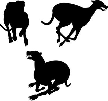 illustration of a greyhound dog racing silhouette on isolated white background