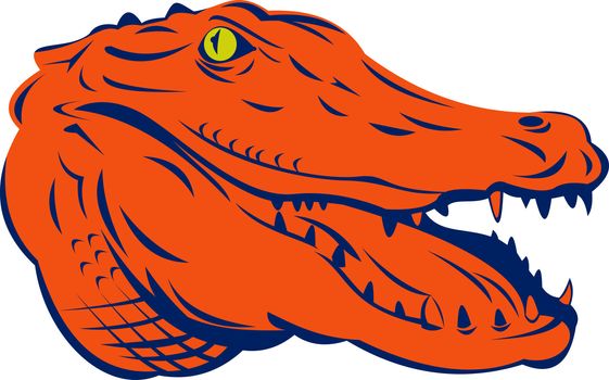 illustration of a an alligator done in retro style