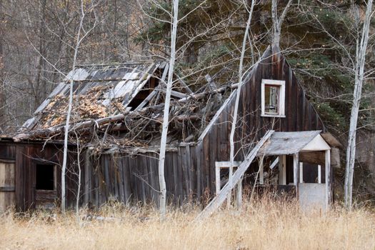 Old Ghost Town  building as it falls apart from age and time passage.