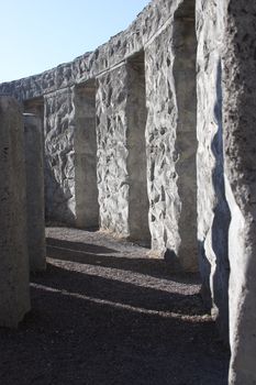 Pathway inside the stonehenge replica in Washington state, USA