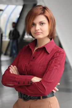 Portrait of the beautiful and young business woman