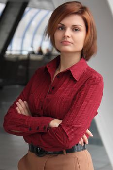 Portrait of the beautiful and young business woman