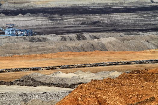 Coal mining in an open pit