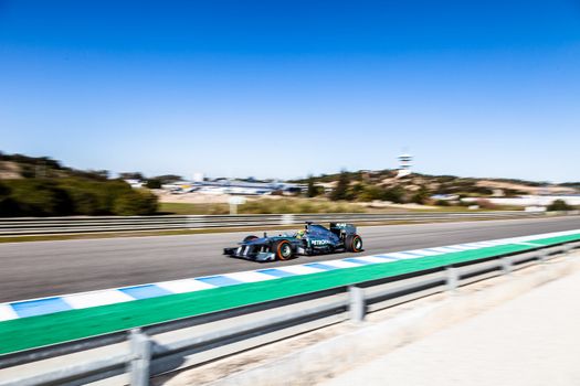 JEREZ DE LA FRONTERA, SPAIN - FEB 08: Lewis Hamilton of Mercedes AMG Petronas F1 Team races on training session on February 08 , 2013, in Jerez de la Frontera , Spain