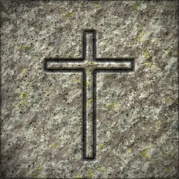 An image of a stone texture with a cross