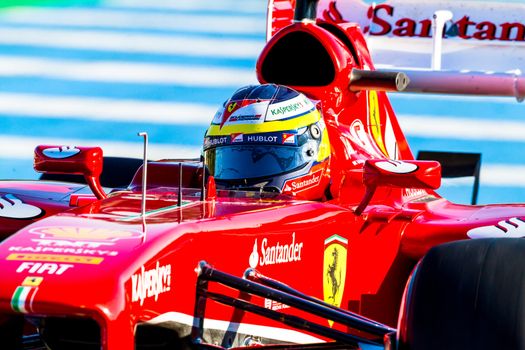 JEREZ DE LA FRONTERA, SPAIN - FEB 08: Pedro Martinez de la Rosa of Scuderia Ferrari F1 races on training session on February 08 , 2013, in Jerez de la Frontera , Spain