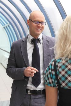 Business man and the woman discuss the project