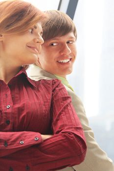 Business man and the woman discuss the project