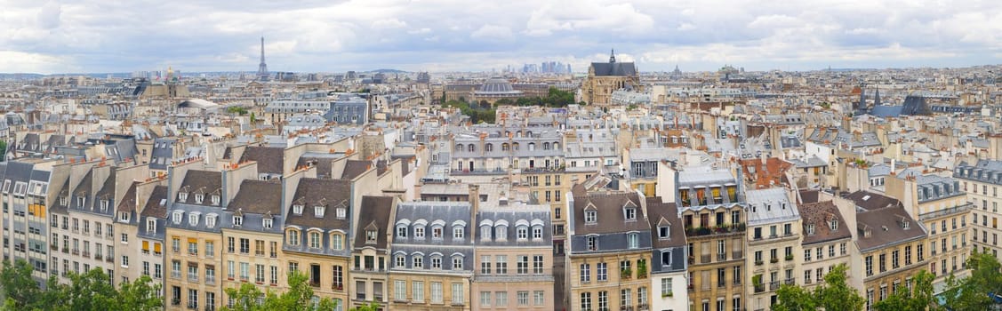 Panorama of Paris from a bird's eye, France