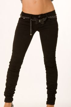 trendy black jeans fits tightly to the body