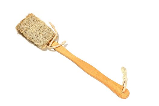 Brush for cleaning the shower is made of luffa.