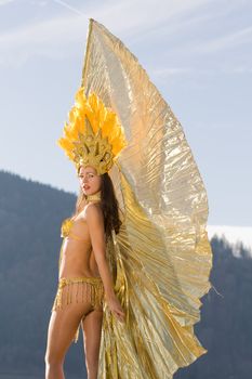 Young girl in a very elaborate costume Samba