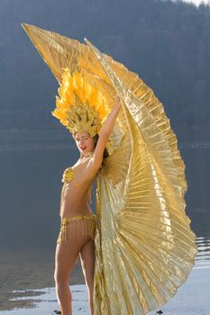 Young girl in a very elaborate costume Samba