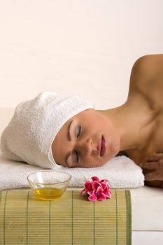 young woman relaxing in the beauty farm