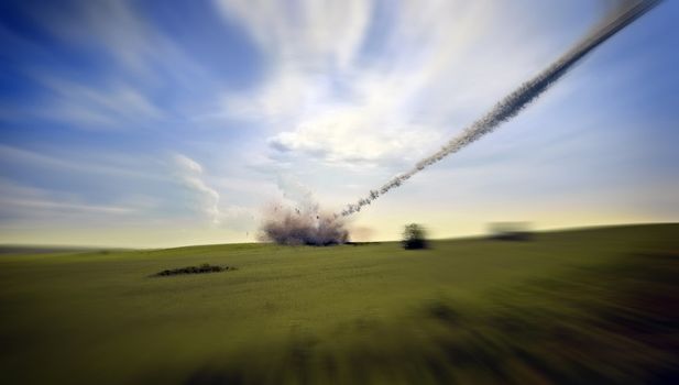 the meteorite falling (3d rendering)