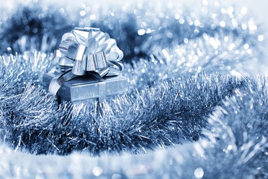 blue christmas card macro close up