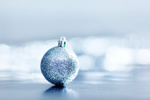 blue christmas ball macro close up