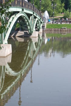 bridge in Moscow city park  at the summer