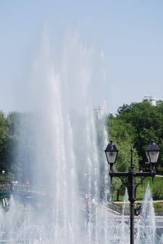 high fountain in moscow city park