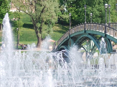 high fountain in moscow city park