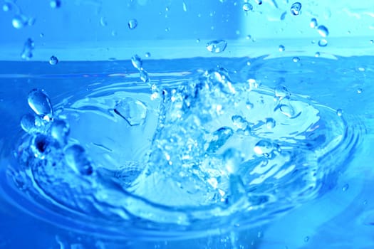 blue water splash macro close up