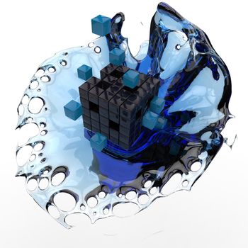 Cubic splash water illustration