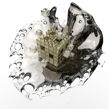 Cubic splash water illustration