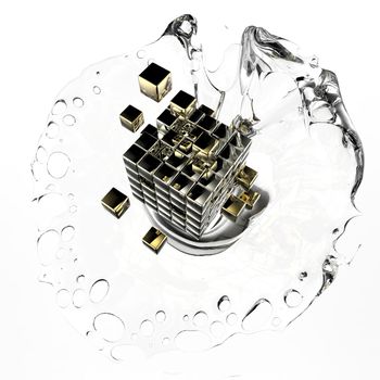 Cubic splash water illustration