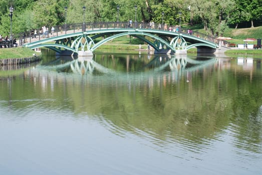 bridge in Moscow city park  at the summer