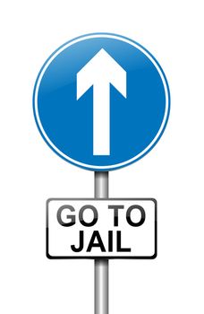 Illustration depicting a sign with a jail concept.