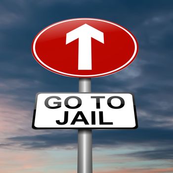 Illustration depicting a sign with a jail concept.