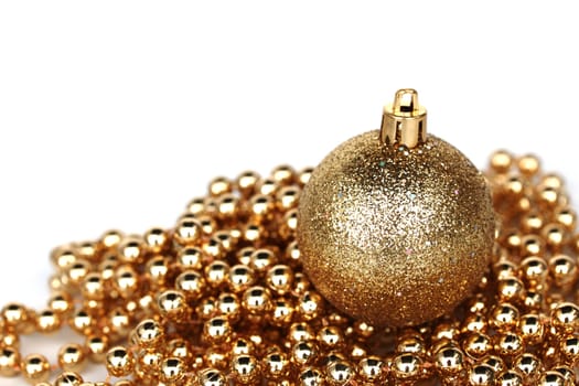  golden christmas ball isolated on white