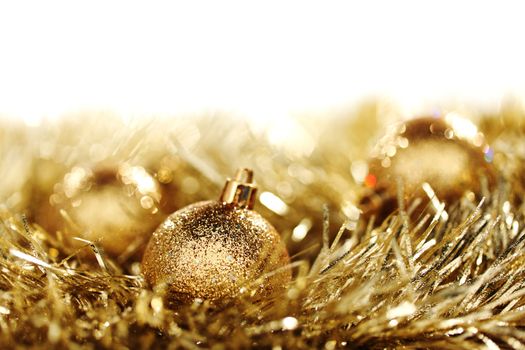 golden christmas ball on christmas background