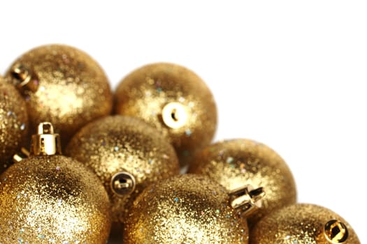 golden christmas ball isolated on white