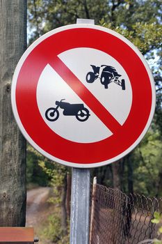 panel of prohibition to the quads and the motorcycles