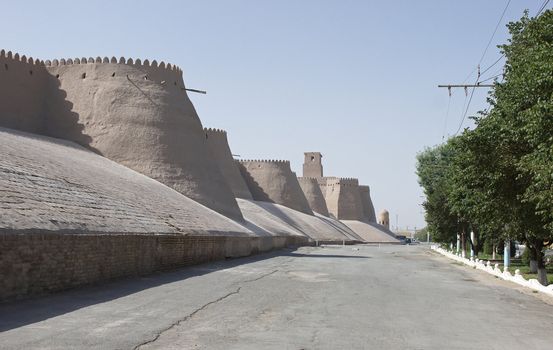 Ancient city wall of Khiva, silk road, Uzbekistan