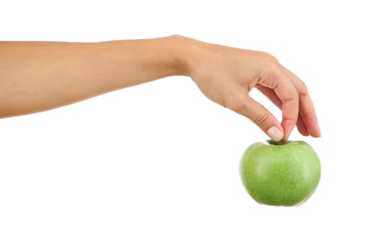 apple in woman hands close up