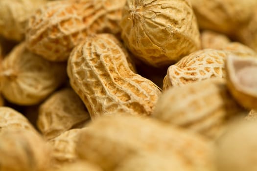 Close up view of the groundnuts in landscape orientation as abstract background