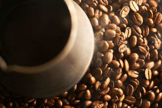 coffee beans Grains of coffee let out aroma and smells drawing of attention