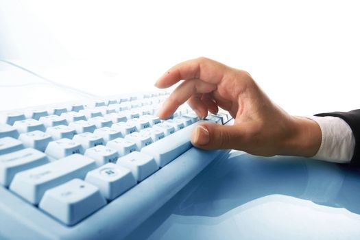 girl hands typing on keyboard macro close up