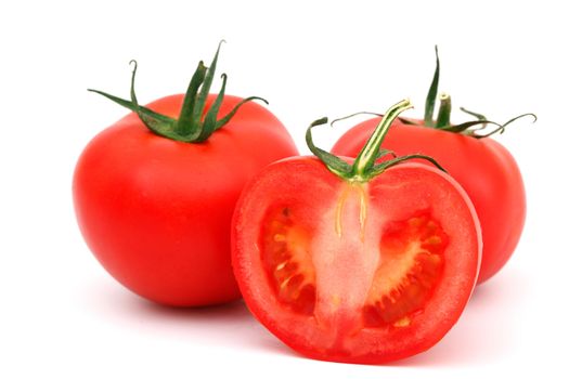 tomato pile slice isolated on white