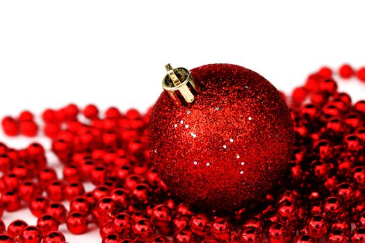 red christmas ball isolated on white background