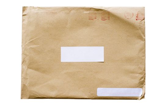 isolated crumpled envelope, with clipping path in jpg.